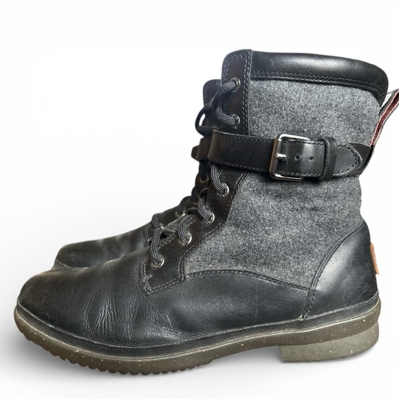 UGG Kesey Waterproof Leather And Wool Ankle Boots, BLK/Gray Women's 8.5 - Picture 2 of 7